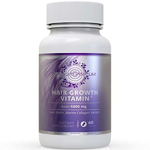 Epic Organic Hair Growth Vitamins with Biotin, Faster Hair Growth, Reduces Hair Loss, Compensates Deficiency of Vitamins for Healthy Hair, Nails, Scalp