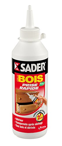 Sader Colle à bois rapide, Transparent - Biberon de 250G