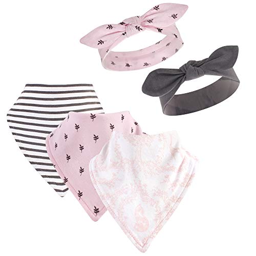 Yoga Sprout Unisex Baby Cotton Bandana Bibs and Headbands, Lace Garden, One Size