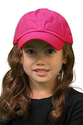Kids Baseball Cap Unisex Low Profile Hat - Hot Pink (2-5) #TOP1