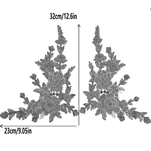 1 Set/Large Embroidered Peony Flowers Lace Patch Applique Three-Dimensional Garment Fabric Diy Accessories Sew (Violet) #TOP4