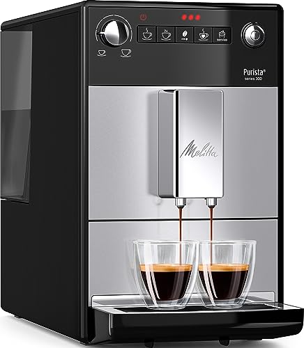 Melitta Purista F230-101, Cafetera Automática con Molinillo Silencioso, 15 Bares, Café en Grano, Limpieza Automática, Personalizable, Plata