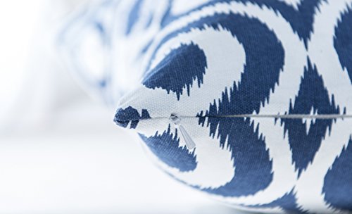 Treewool (Pack Of 2 Decorative Throw Pillow Covers Ikat Ogee Accent In 100% Cotton Canvas For Sofa, Couch, Bedroom, Home Decor (18 X 18 Inches, Navy Blue) #TOP3