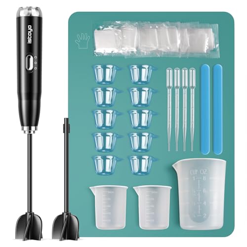 ISTOYO Kit mélangeur en résine époxy, batterie portable pour minimiser les bulles pour résine, mélangeur en résine époxy avec tasses à mesurer, accessoires en résine, moules en résine