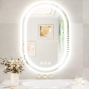 24″x36″ Oval LED Mirror for Bathroom,Lighted Bathroom Vanity Mirror with Lights – Anti-Fog,Front Light and Backlit, Dimmable, 3 Colors,Mirror with Touch Sensor,Espejos para Baños