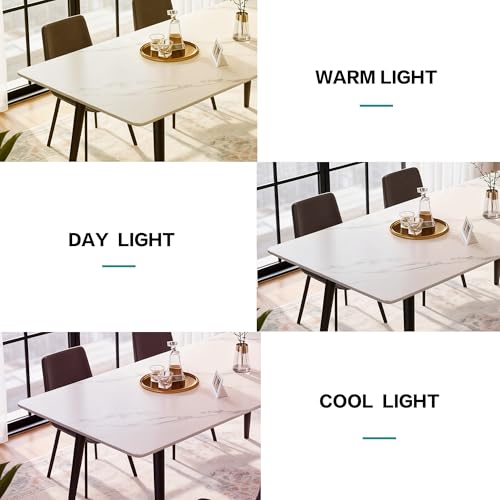 Hearthform Contemporary Sintered Stone Dining Table with White Marble Finish and Carbon Steel Legs - Space-Saving Design - Image 9