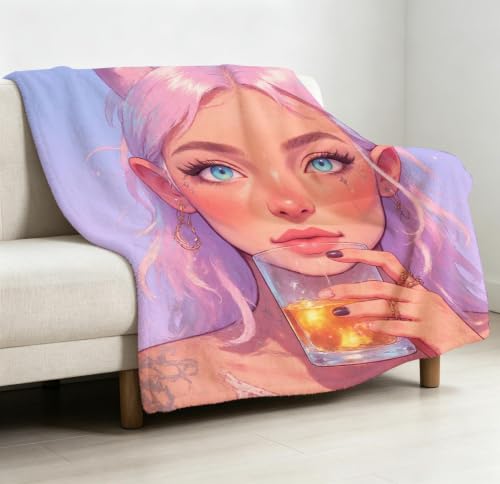 Couverture impression 3D rose 220x240 cm moelleuse en flanelle de polyester