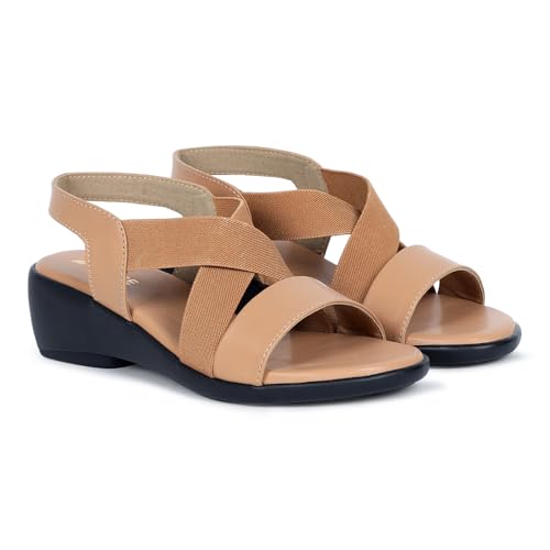 Image of TRASE Women's Fashion Sandals | Faux Leather Comfortable and Stylish Wedge | For Casual Wear & Formal Wear Occasions 2 inches heel for Women & Girls