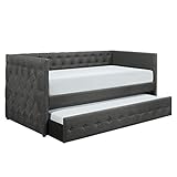 Homelegance Upholstered Daybed with Trundle Twin/Twin Dark Gray