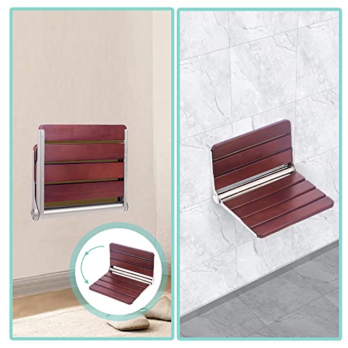 Sgabello Doccia Pieghevole a Muro Legno Massello ,Sedile per Doccia da Parete Ribaltabile 200kg,Sedia da Doccia Disabili e Anziani - Image 5