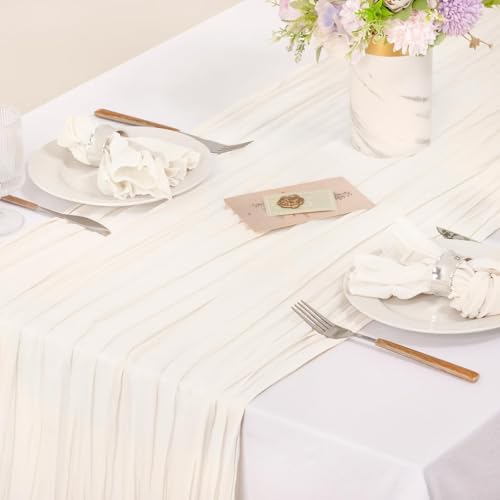 Image of MLMC 10 Pack Cheesecloth Napkins Wedding Napkins 21 inchx21 inch Boho Reusable Napkins in Bulk for Wedding Bridal Baby Shower Events Table Decor Ivory White