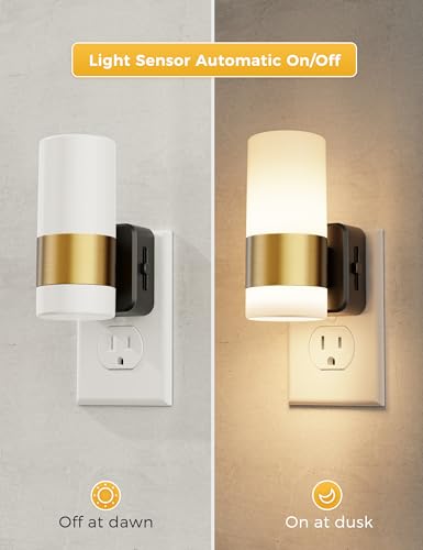 Image of L LOHAS LED Dimmable Night Light 2 Pack, Dusk to Dawn Sensor Nightlight | Support 0-100 Lumen Brightness Ajdustable, 3000K Soft White