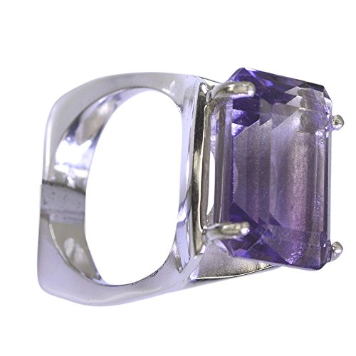 Bague améthyste naturelle rectangle argent 925 taille adaptée - 4