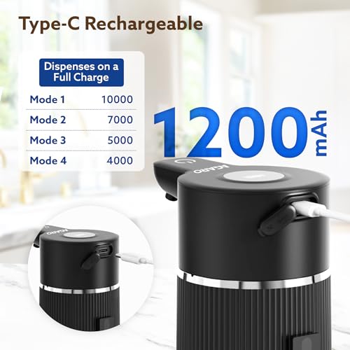 Image of AGARO Elite Automatic Soap Dispenser, 420ml Touchless Foaming Hand Wash Dispenser, Digital Display, Wall Mount, Rechargeable 1200mAh Battery, IPX5 Water Resistant, for Bathroom, Kitchen & Office