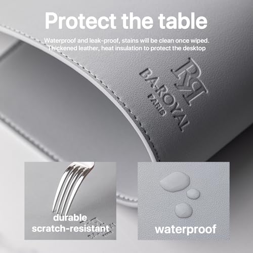 Baroyal Faux Leather Placemats Set of 8 Vinyl Washable Wipeable Table Mats for Kitchen Dining Table Heat Resistant Waterproof Modern Indoor/Outdoor Placemats Non-Slip Easy Clean Place Mats (Gray) by BARoyal - Used condition - Image 6