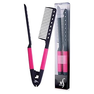 Herstyler V Shaped Easy Comb | Hair Straightening Tool for Straighter Tresses Without Stresses | Hot Pink