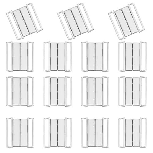 Fermoir de bikini avant en métal argenté pour couture et soutien-gorge 15pcs