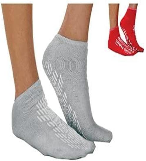 Albahealth 80119 Care-Steps Slip-Resistant Patient Safety Footwear, Double Tread, Pair, Adult 3XL, Heather Grey (Pack of 48)