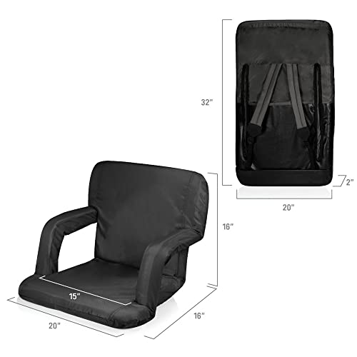 Image of PICNIC TIME NFL Washington Commanders Ventura Reclining Stadium Seat with Back Support, Bleacher Seat, Beach Floor Chair, (Black)