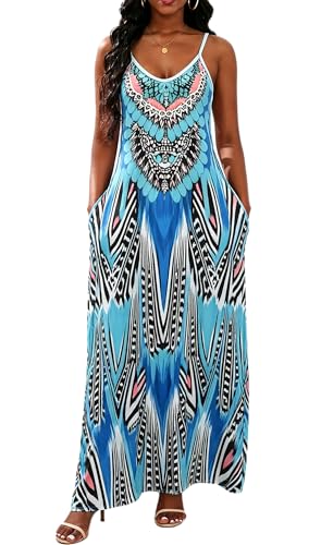 Image of vunahzma Womens Casual Fashion Sleeveless Plus Size Loose Long Sexy Maxi Dress with Pockets