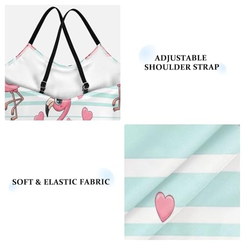 Cute Pink Cartoon Flamingos Girls Swimsuit One Piece, Summer Beach Bathing Suits Girls, 3-103