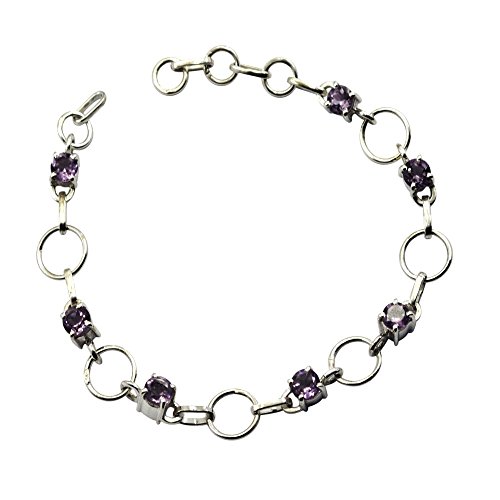 Bracelet améthyste argent extensible anti-ternissement pour femme