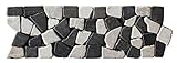 Farbe: Grau Weiß BO-337 Marmor Mosaikfliesen Bordüre Bruchstein - Fliesen Lager Verkauf Stein-mosaik Herne NRW Naturstein Bad