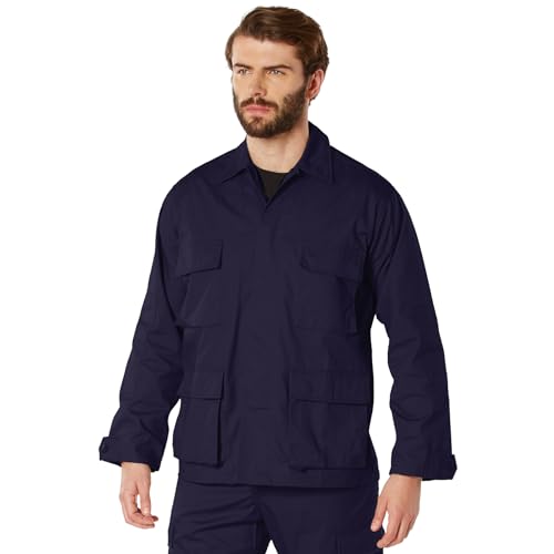 Image of Rothco BDU Uniform Shirt | Men's Long Sleeve Tactical Cargo Overshirt Utility Hunting Fishing Shacket Button Down Jacket with 4 Pockets