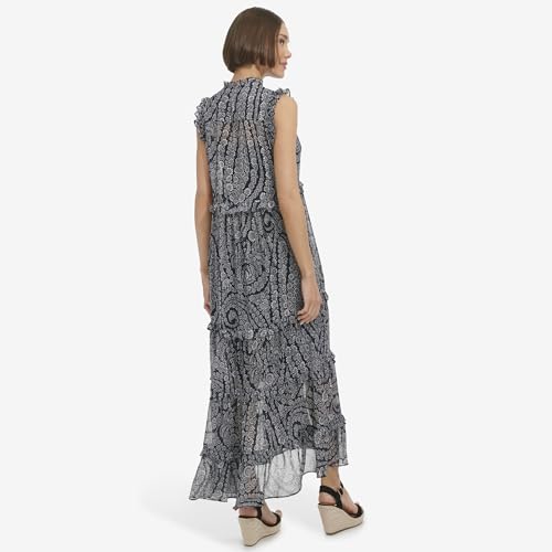 Image of Tommy Hilfiger Women's Sleeveless Keyhole Printed Chiffon Dress