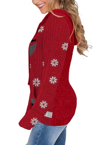 MixShe Women’s Color Block Knit Hoodie – Casual Long Sleeve Pullover Sweater Tops with Pocket