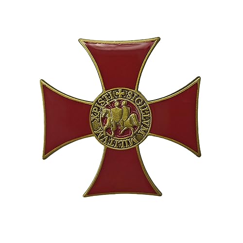 Ficsowy Épinglette en émail avec sceau des templiers, croisés, temple de Salomon, cadeau maçonnique, Cuivre, Pas de gemme