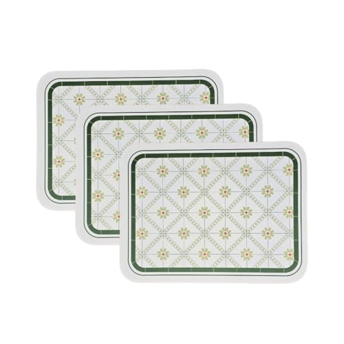 Image of Faux Leather Dining Table Placemats | Heat Insulation & Stain Resistant Waterproof Non Slip Dinner Table Mats | Perfect for Home, Kitchen, Restaurant, Office (Sage Green, Set of 3)
