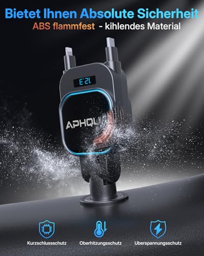 APHQUA 96W 4 in 1 Autoladegerät Zigarettenanzünder USB-C mit 2x70cm Aufrollbarem Autoladekabel, 12V/24V USB Adapter Auto, KFZ Zubehör Innenraum für iPhone 16/Sumsang S25