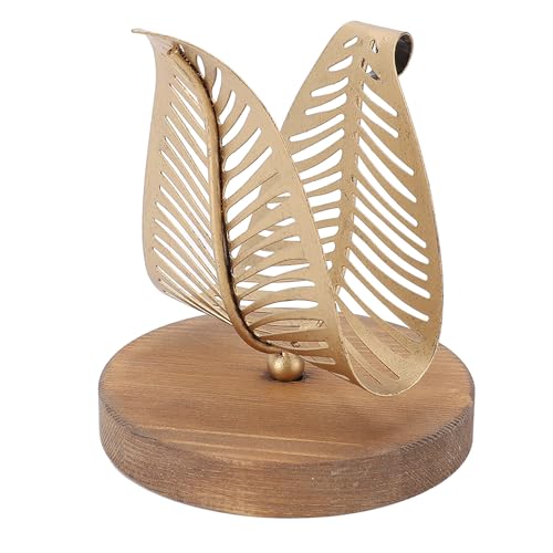 Servilletero Moderno, Elegante Servilletero Vertical Diseño Hoja con Base de Madera, Dispensador de Toallitas de Mesa Organizador de Toallas de Papel para Cocina Hotel