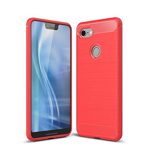 Cruzerlite Funda para Google Pixel 3 XL, Funda para Google Pixel 3XL, Carbon Fiber Shock Absorption Slim TPU Cover para Google Pixel 3 XL (Red)