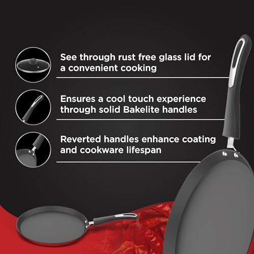 Image of Preethi Dura Collection Non Stick Tawa, 26 cm, Gas & Induction Compatible, 5 Star Non Stick Effect, Chilly Red