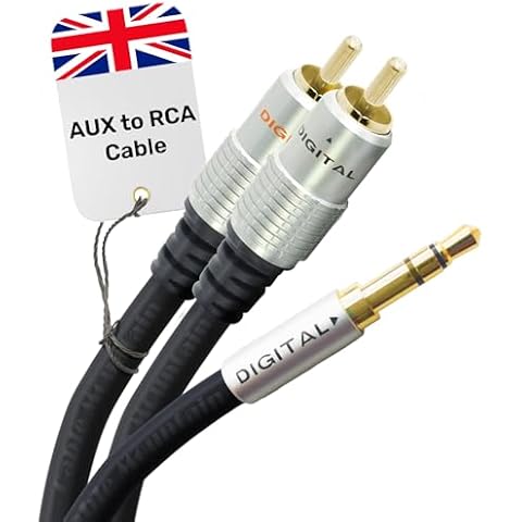 CableMountain AUX to RCA Cable 3.3ft - Gold Plated 3.5mm to RCA Audio Cable | RCA to AUX Cable for Turntable, TV, Speakers and HDTV Cover