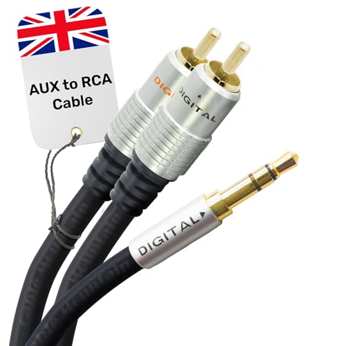 CableMountain 2 RCA to 3.5mm Audio Cable 5m - Gold Plated Male-to-Male Phono to 3.5mm Jack | Stereo Y Splitter RCA Cables for Turntable, TV and Speakers CableMountain 2 RCA to 3.5mm Audio Cable 5m - Gold Plated Male-to-Male Phono to 3.5mm Jack | Stereo Y Splitter RCA Cables for Turntable, TV and Speakers