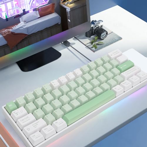 Klawiatura Mechaniczna z 61 Klawiszami, Wymienny Czerwony Przełącznik Podczas Pracy, 3 Tryby, Bezprzewodowa Klawiatura do Gier 2,4G z Podświetleniem RGB, Funkcja N Key Rollover,