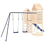 vidaXL Spielturm, Klettergerüst mit Kletterwand Rutsche Schaukel, Kinder Kletterturm mit Sandkasten, Spiel-Zubehör für Garten, Spielgeräte Spielplatz, Massivholz Kiefer