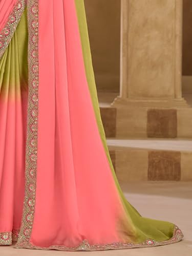 Image of AKHILAM Women's Satin Sequence Embroidery Saree With Unstitched Blouse Piece(SNDLWOD1601 TFH Parent)