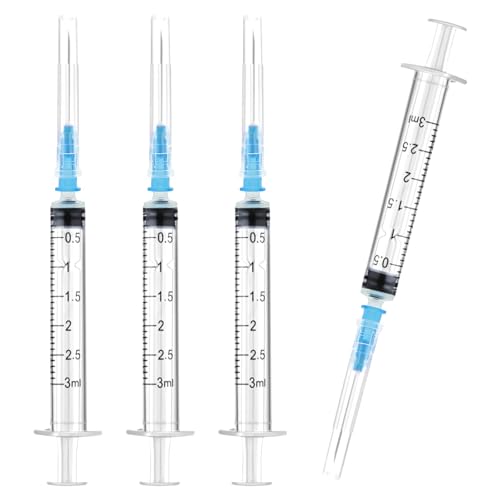 30pcs/pack 3ml Disposable Syringe with 23Ga 1.0 Inch(25mm long), for Scientific Labs and Industrial Dispensing, Individual Wrapped