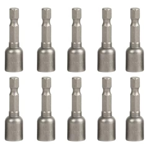 Hotwin 8mm Quick-Change Power Nut Driver Bit, 5/16" Hex Shank Magnetic Nut Setter Driver Drill Bit, Pack of 10 Cover