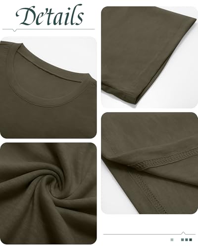 Ficerd 3 Pack Women's Oversized Half Sleeve T Shirt Crew Neck Cotton Elbow Length Tops Loose Fit Casual Summer Basic Tees3