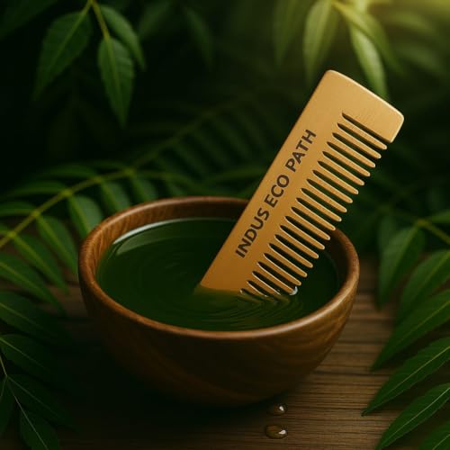 Peine de bolsillo anticaspa de madera de Neem miniatura 5