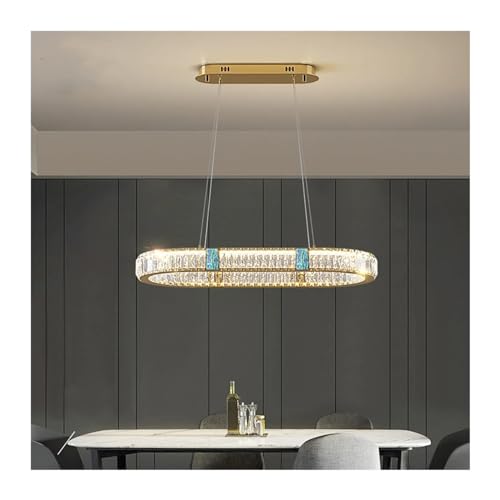 Lampe suspendue table à manger moderne LED lustre ovale doré