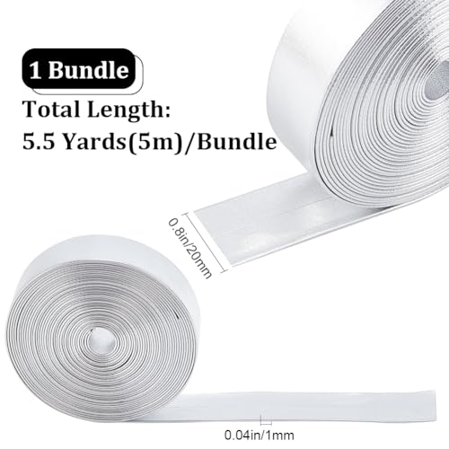 GORGECRAFT 5m 20mm Wide Silver Metallic Leather Strips Shiny Leather Strap Double Sided Imitation Leather Cord Rope Beading String Threads Rope for Belt Necklace Bracelet Jewelry Making - Image 2