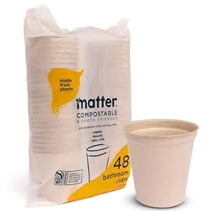 Matter Premium 3 oz Cups 192 Pack Biodegradable, Not Paper, Eco-Friendly, Certified Compostable, Disposable, Heavy Duty, Mouthwash, Sampling, Rinse, Drink, Beverage, Parties