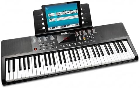 RockJam Clavier musical compact 61 touches avec support, alimentation et application Simply Piano