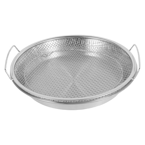 Kitchen Oil Filter Tray Round Stainless Steel Fried Food Draining Rack Heat Resistant Mesh Draining Basket with Drip Pan Multifunction Vegetable and Fruit Strainer for Frying Food Fruits